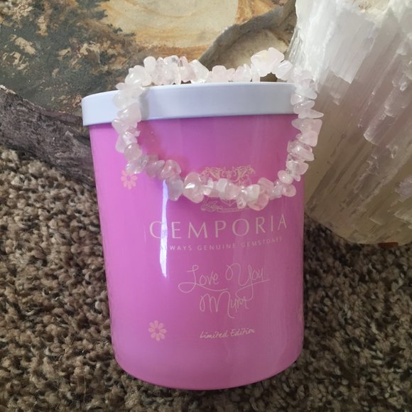 Rose Quartz "Love You Mum" Soy Candle & Stretchy Bead Bracelet Mother's Day - Picture 10 of 16